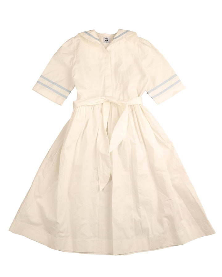 NDR409 BELTED DRESS WITH SAILOR COLLAR-BLUE
