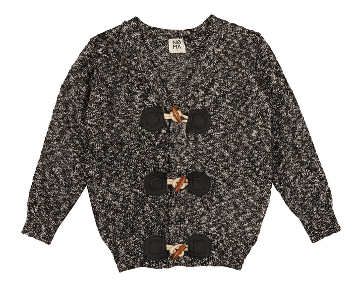 NKN125-Marled slub toggle cardigan-BLACK