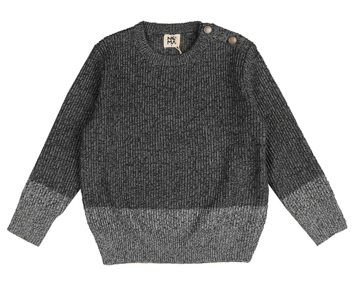 NKN130-Marled knit with shoulder buttons-NAVY