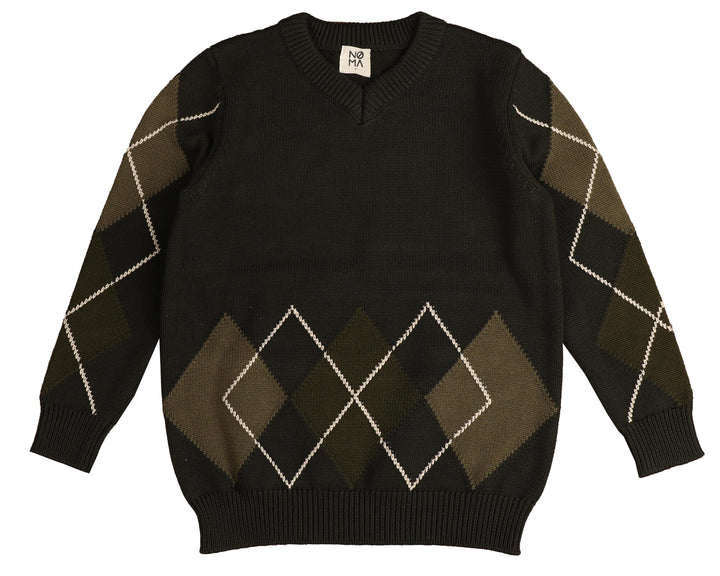 NKN140-Argyle knit sweater-GREEN