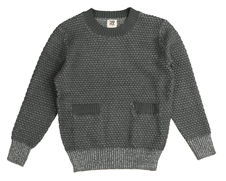 NKN144-Textured crew neck knit-TEAL
