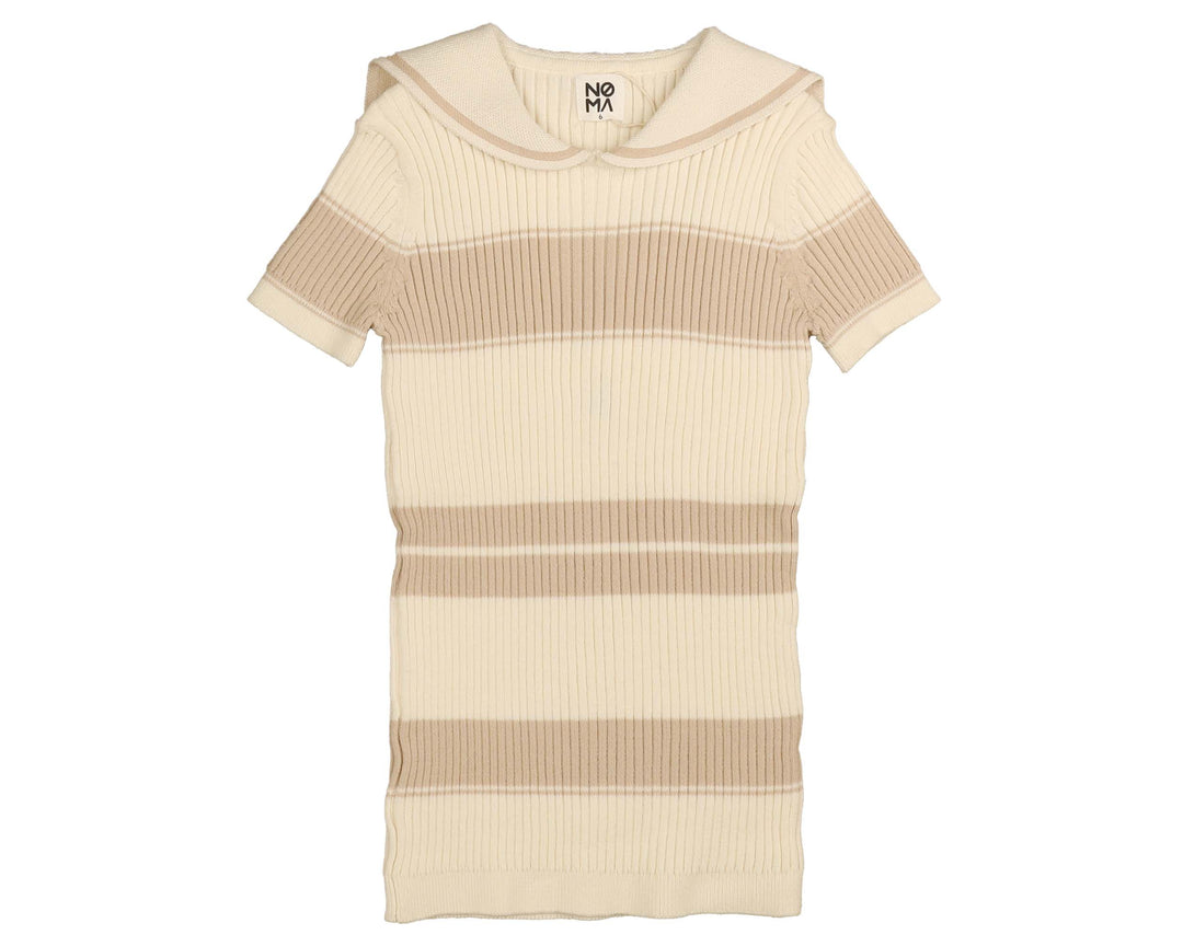 NKN459 STRIPE SS SAILOR COLLAR-SAND