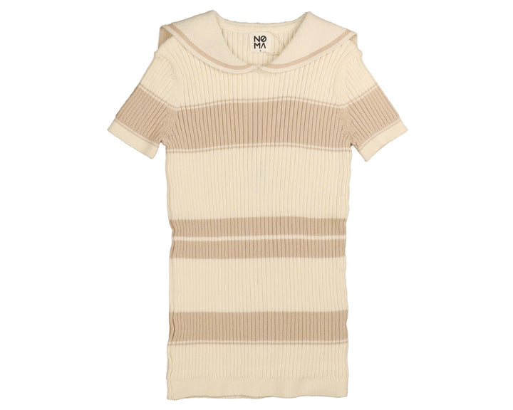 NKN459 STRIPE SS SAILOR COLLAR-SAND