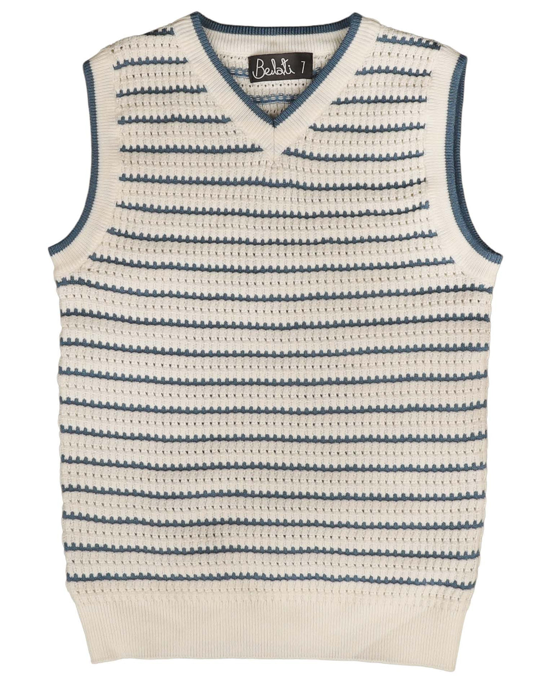 NKN473  STRIPE VEST-Dusty Blue