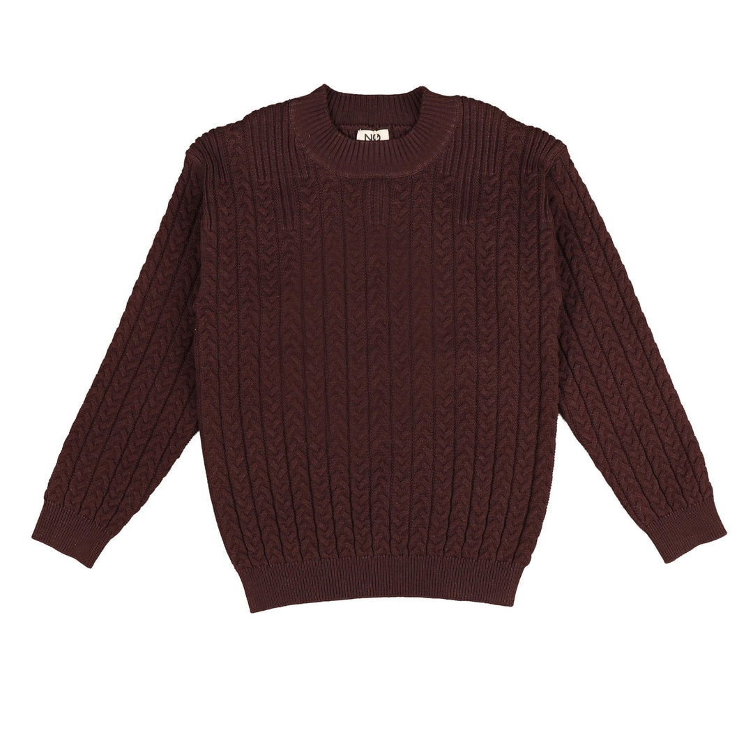 NKN632 UNEVEN CABLE KNIT - PLUM