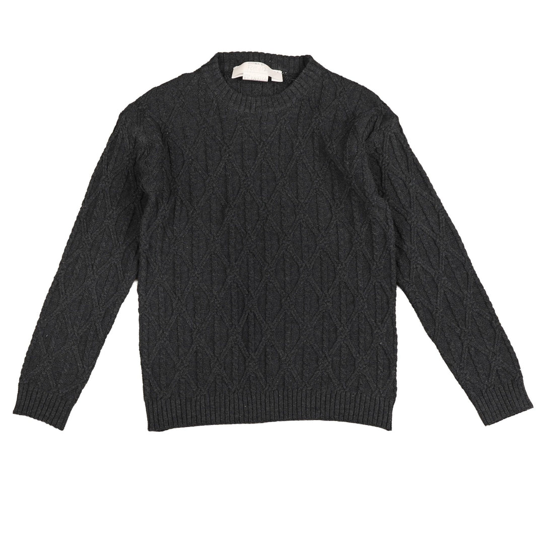 NKN637 CABLE AND DIAMOND MARLED TEXTURED KNIT - DENIM