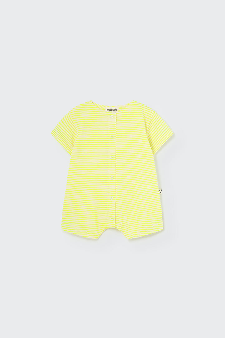 NOAH276S5-ORGANIC SLUB BABY JUMPSUIT-neon yellow