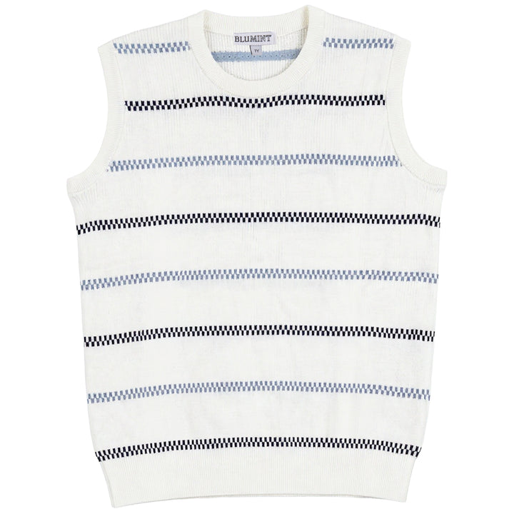 NOBA STRIPED DESIGN RIBBED VEST-WHITE/NAVY