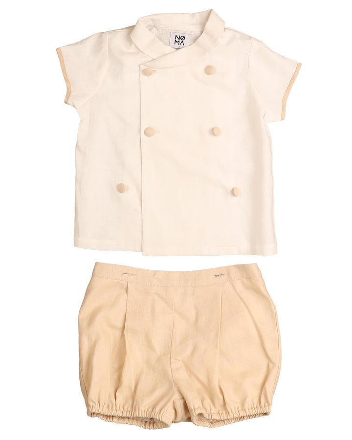 NSE437 COVERED BUTTONS BLOOMER SET-SAND