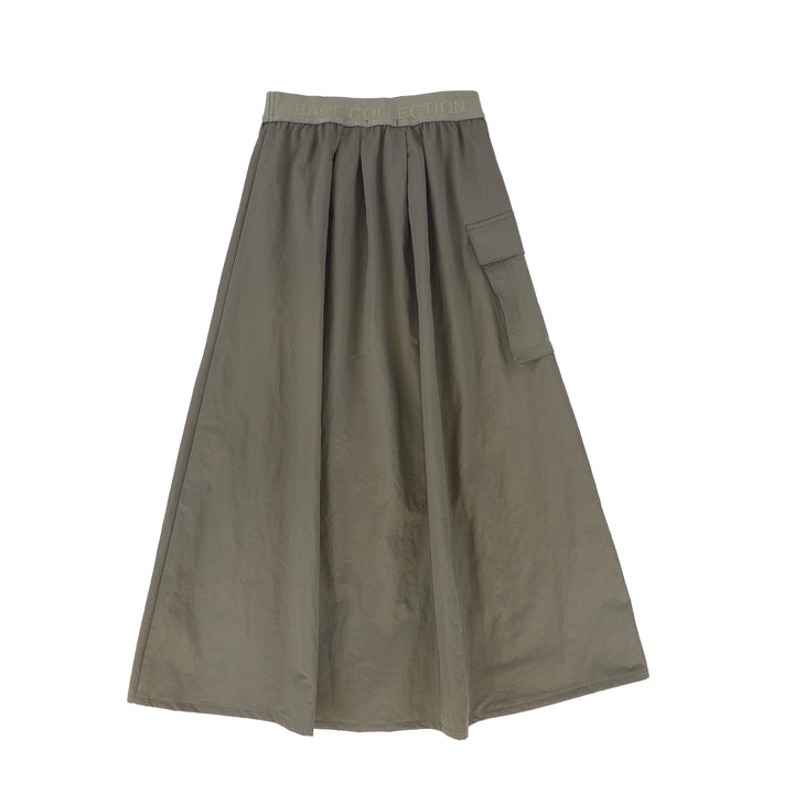 C-22685-Zipper Cargo Skirt -Olive