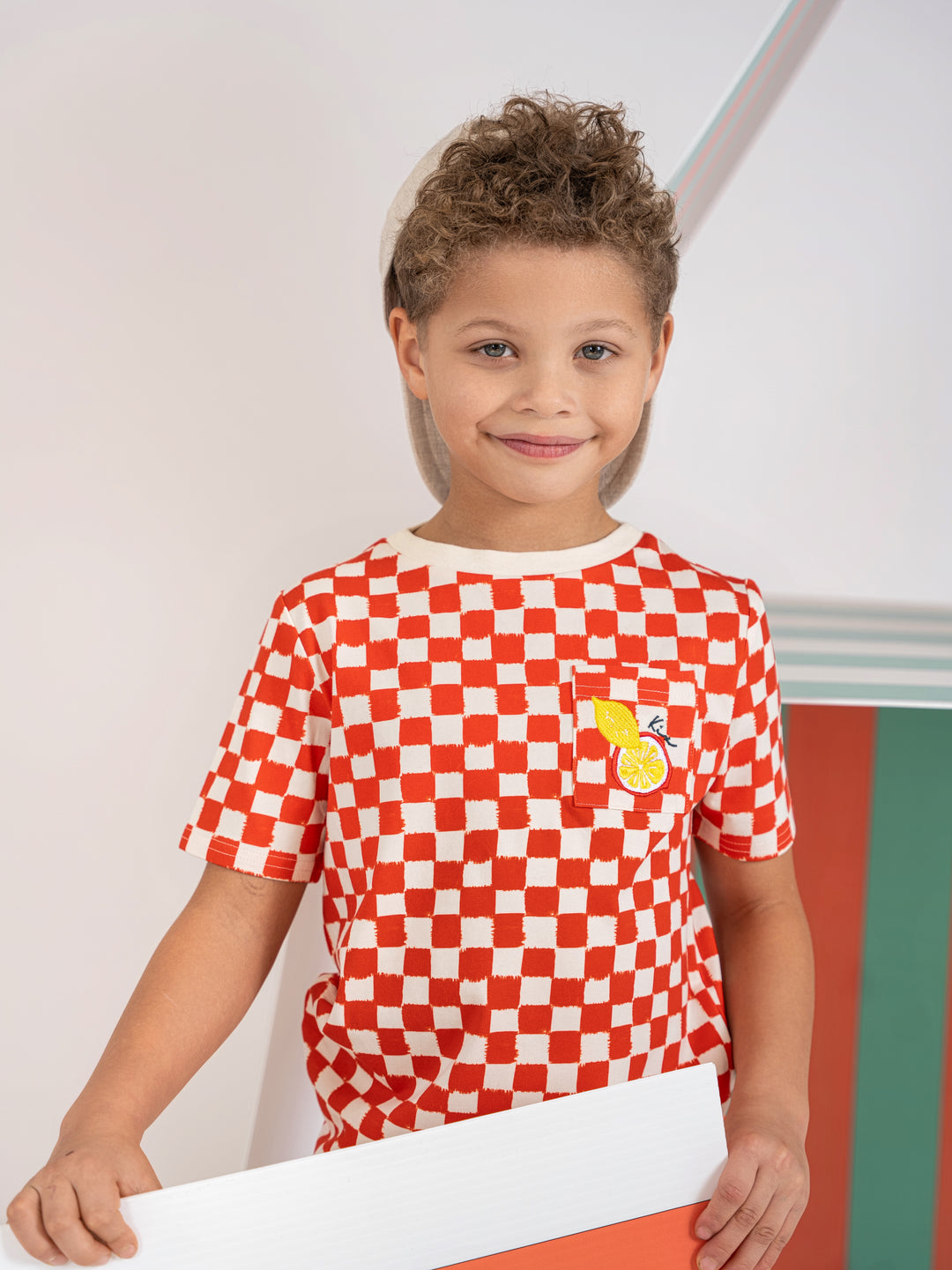 K7244 PICNIC GINGHAM T-SHIRT-RED/WHITE
