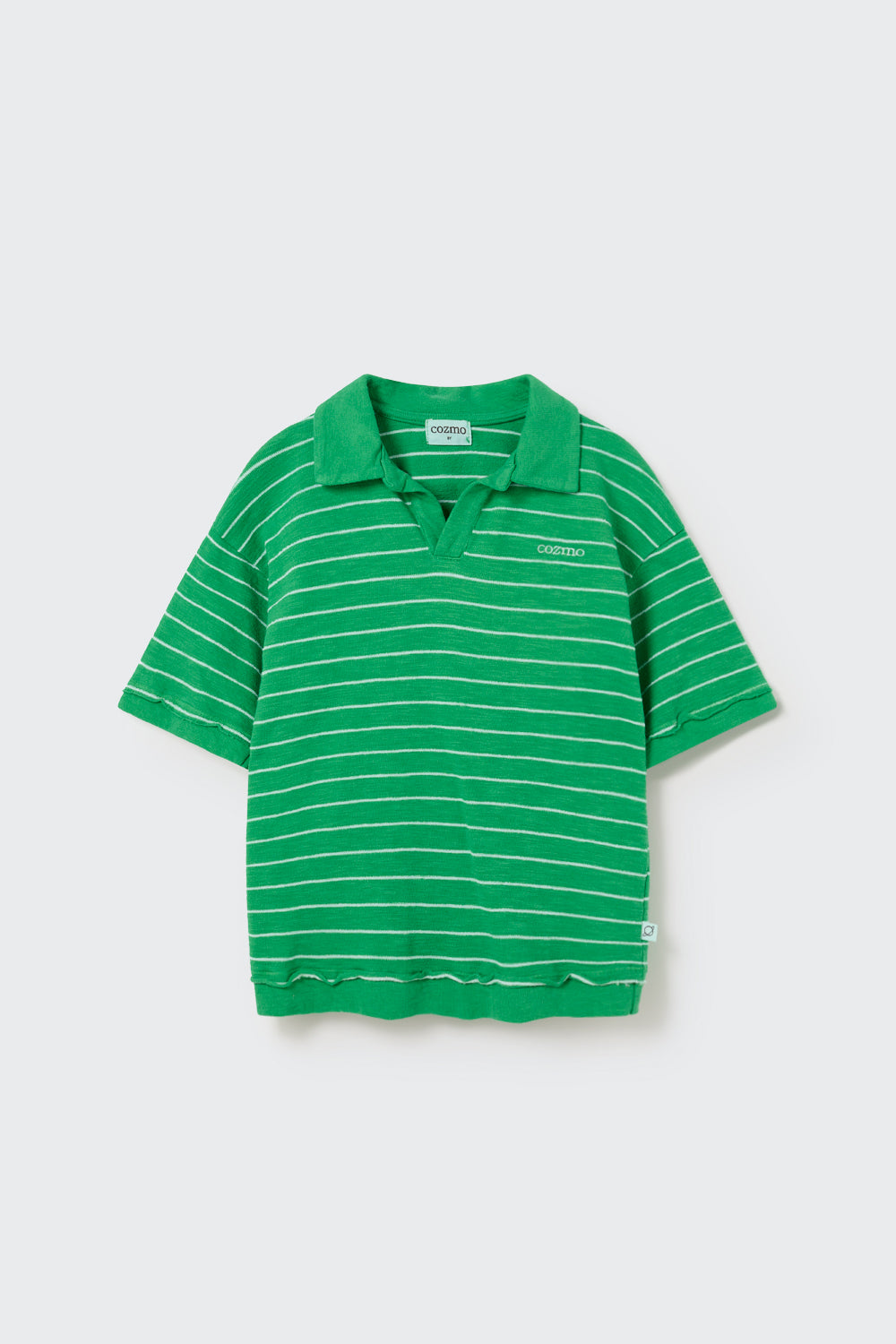 OTTOK304S5-ORGANIC WIDE STRIPES POLO SHIRT-grass green