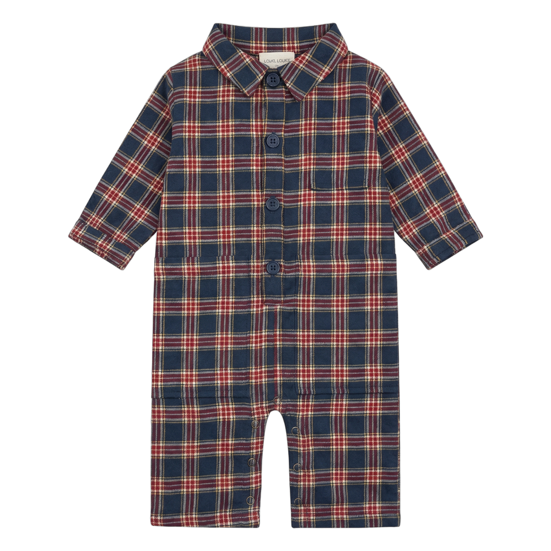 W266007 OVERALL BUILDING TWILL TARTAN - DARK NAVY