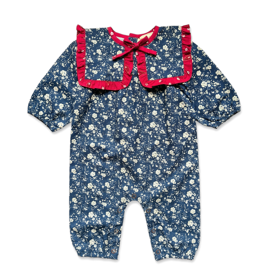 W266008 OVERALL CELICIANE TWILL ROMANTIC FLOWER - NAVY