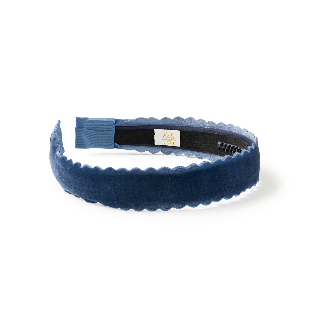 opalh002-Opaline scalloped velvet headband-navy