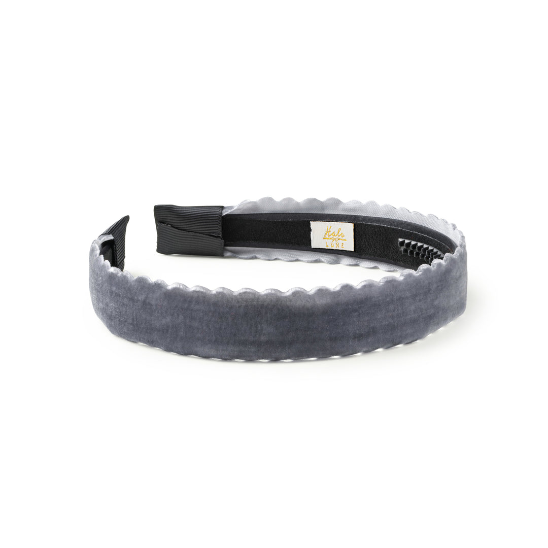 opalh003-Opaline scalloped velvet headband-charcoal
