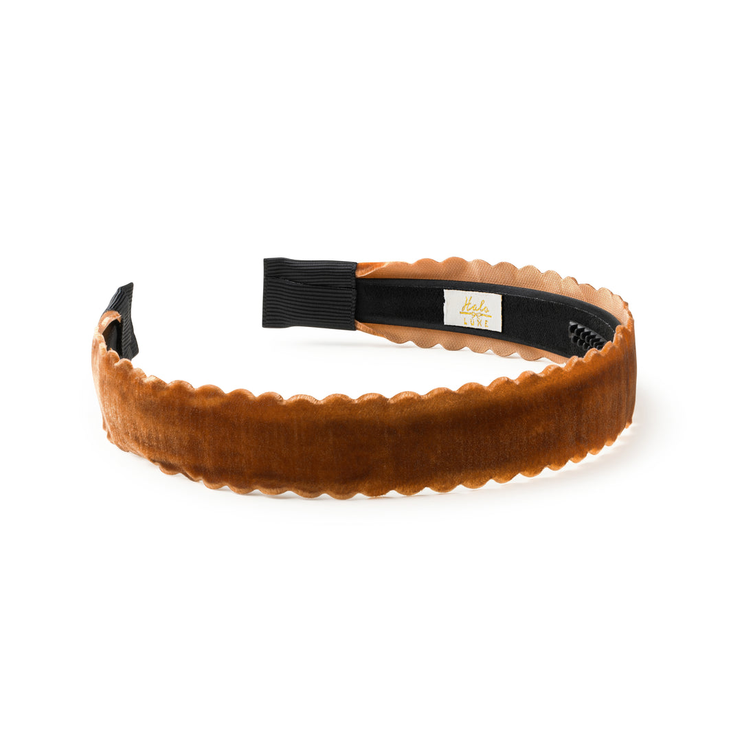 opalh007-Opaline scalloped velvet headband-caramel