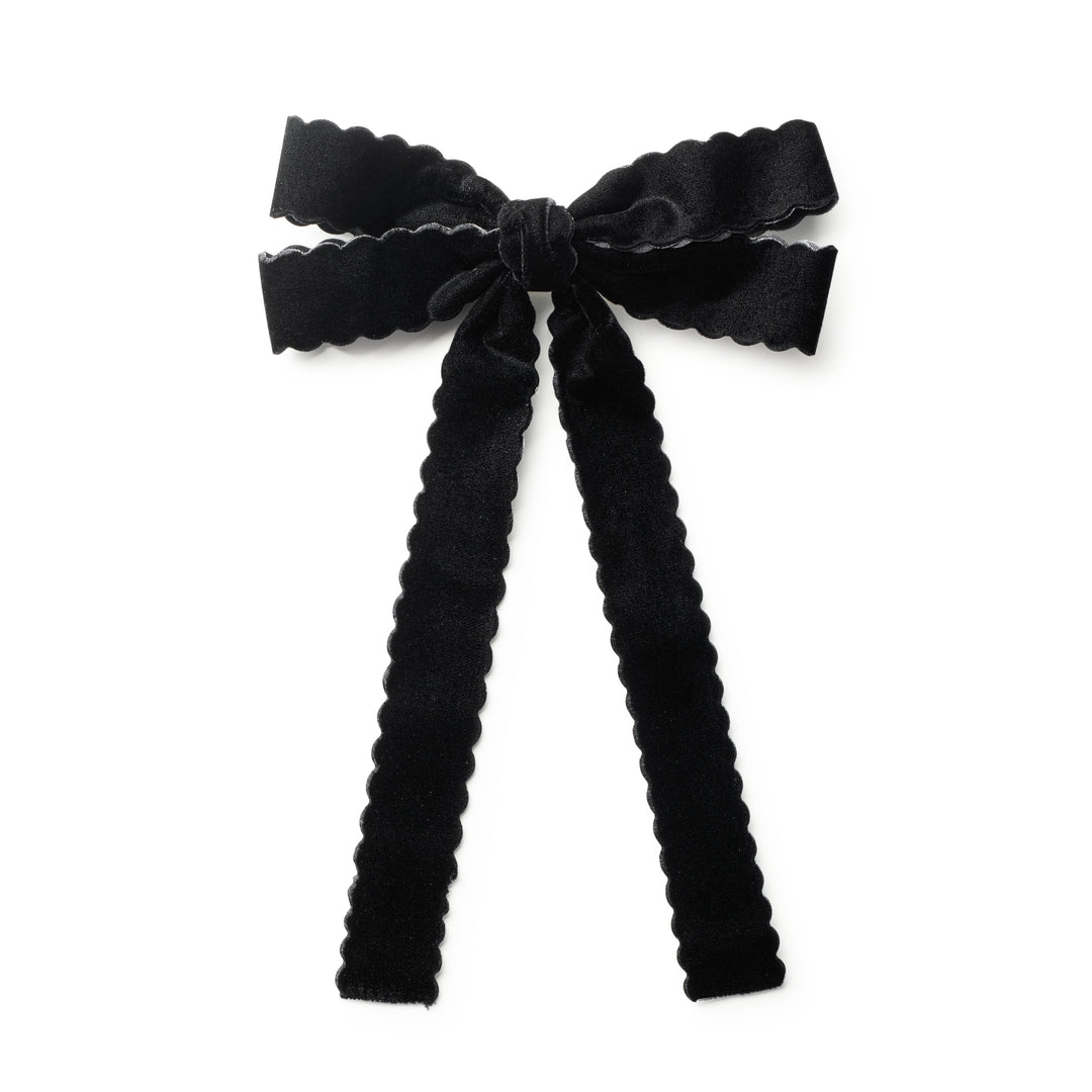 opall001-Opaline scalloped velvet long tail clip-black