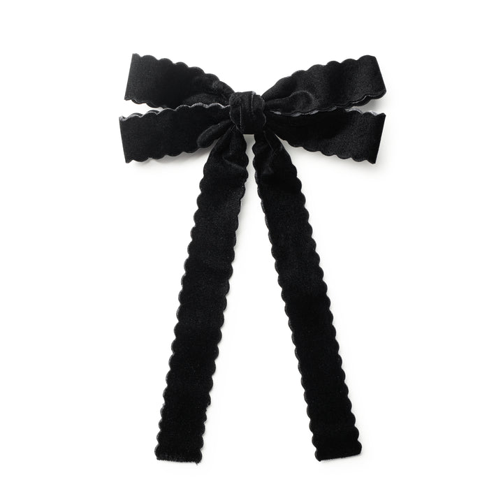opall001-Opaline scalloped velvet long tail clip-black