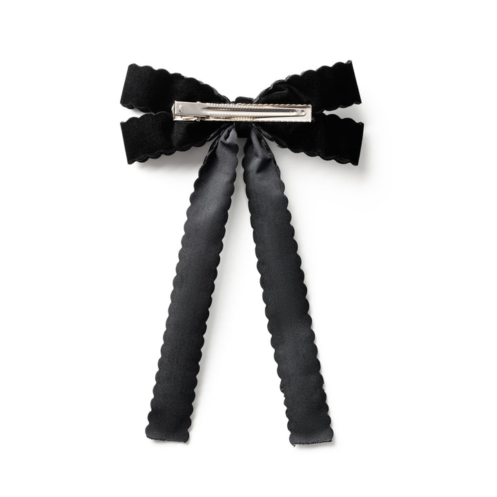 opall001-Opaline scalloped velvet long tail clip-black