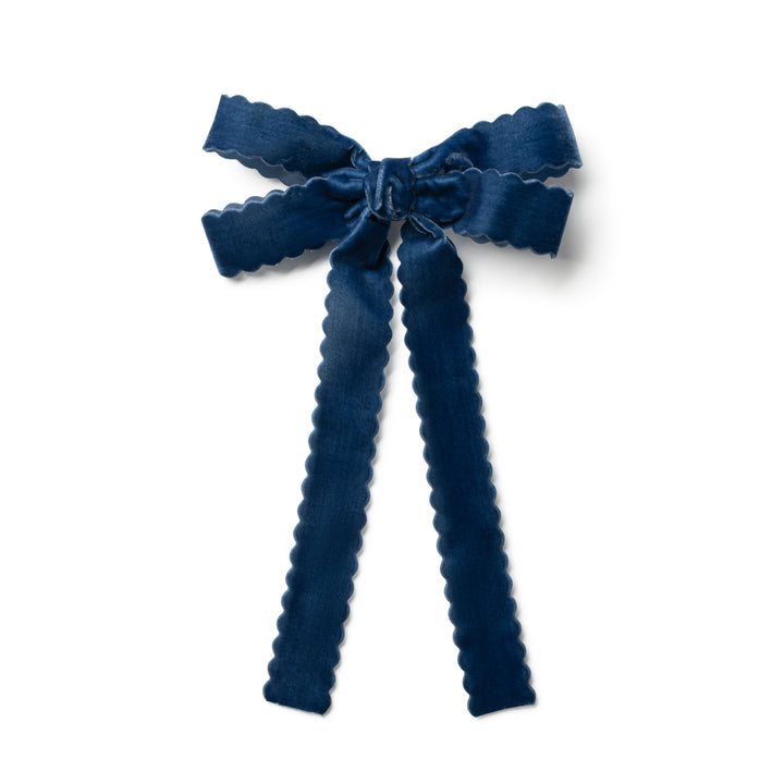 opall002-Opaline scalloped velvet long tail clip-navy
