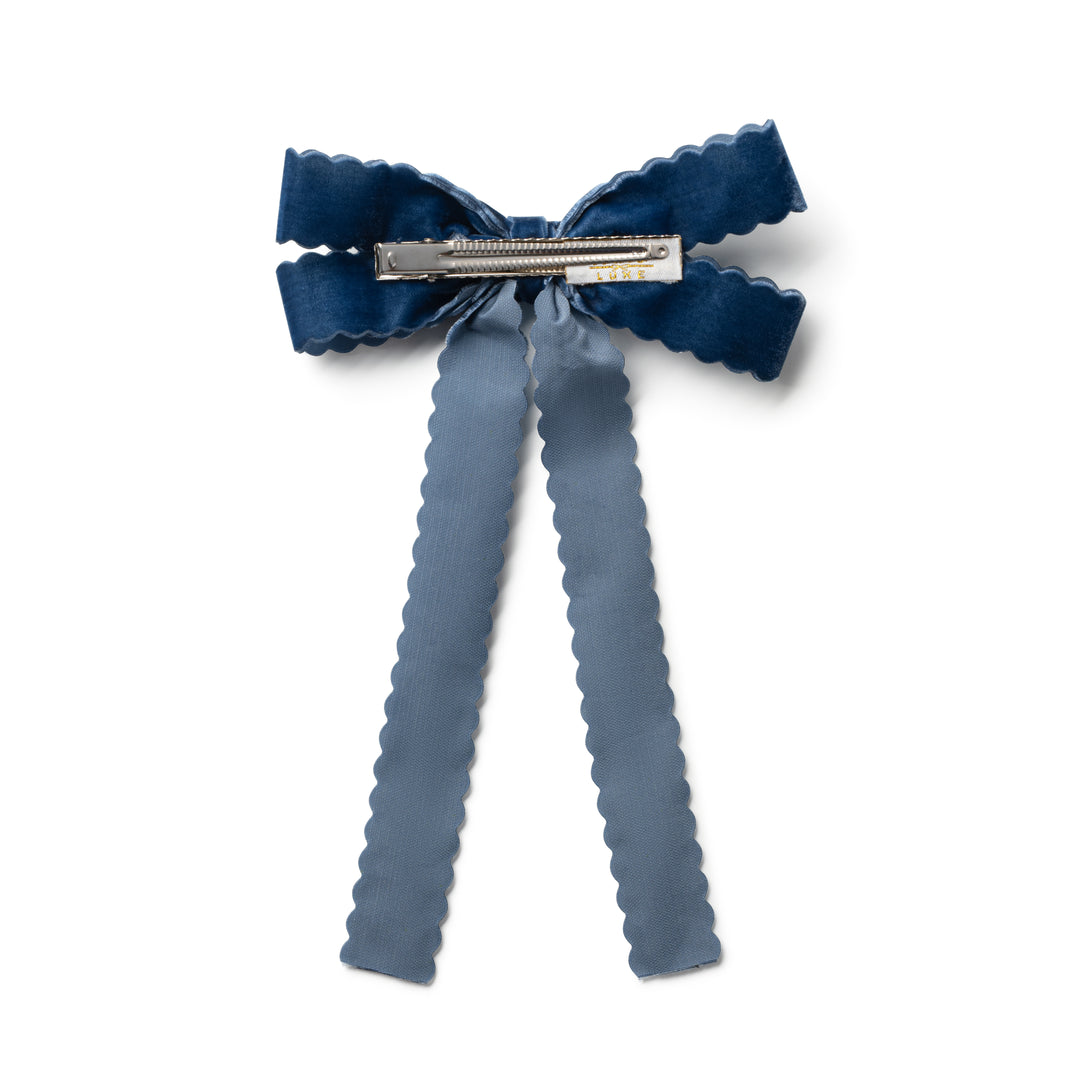 opall002-Opaline scalloped velvet long tail clip-navy