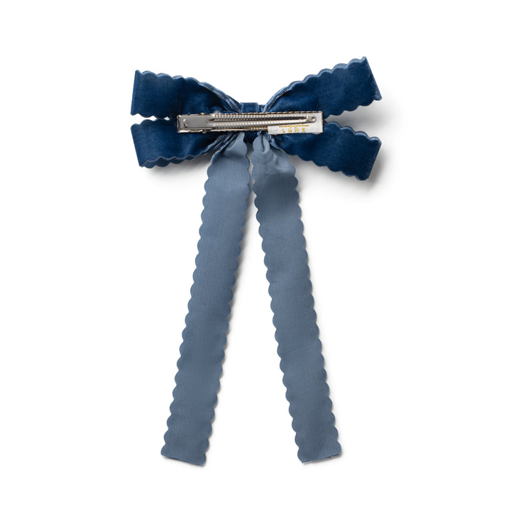 opall002-Opaline scalloped velvet long tail clip-navy