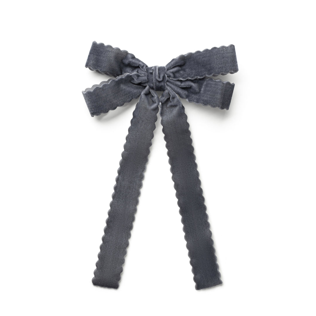 opall003-Opaline scalloped velvet long tail clip-charcoal