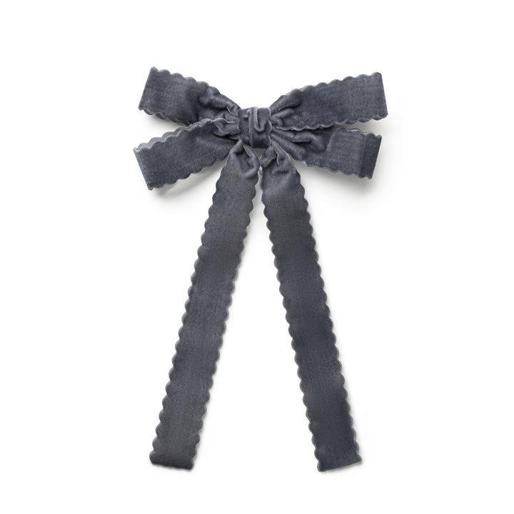 opall003-Opaline scalloped velvet long tail clip-charcoal