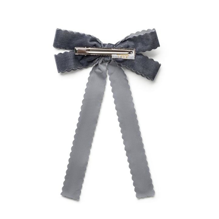 opall003-Opaline scalloped velvet long tail clip-charcoal