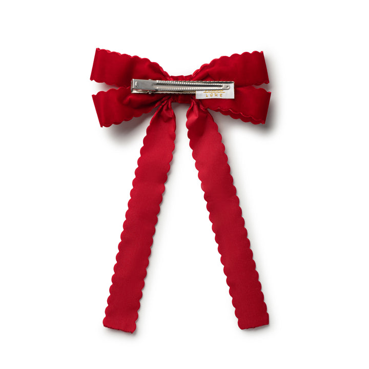 opall004-Opaline scalloped velvet long tail clip-scarlet