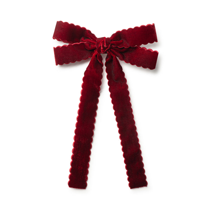 opall005-Opaline scalloped velvet long tail clip-ruby