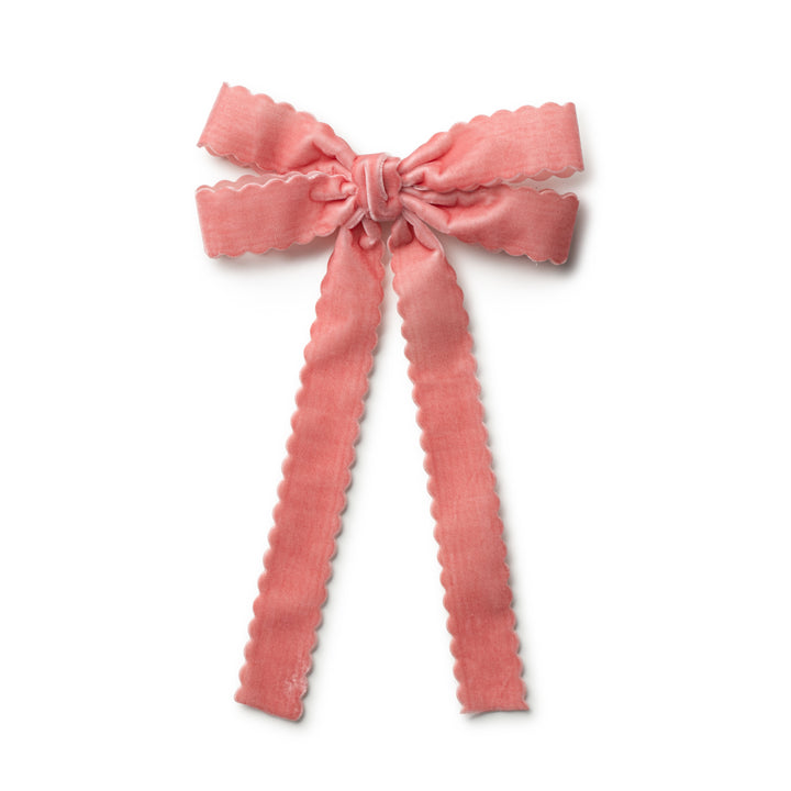 opall008-Opaline scalloped velvet long tail clip-blush