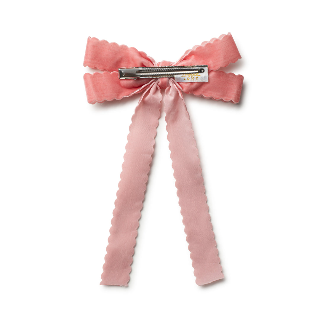 opall008-Opaline scalloped velvet long tail clip-blush