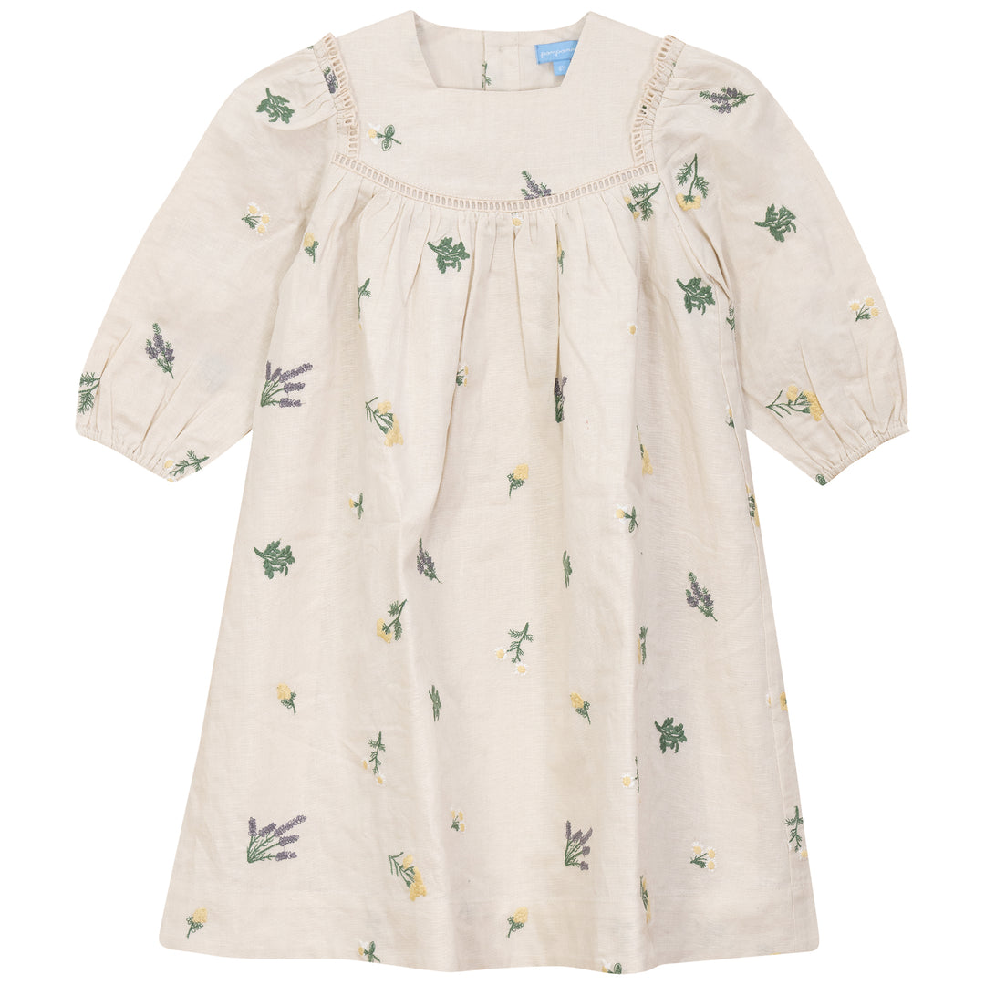 P5208-EMBROIDERED LINEN DRESS-LINEN