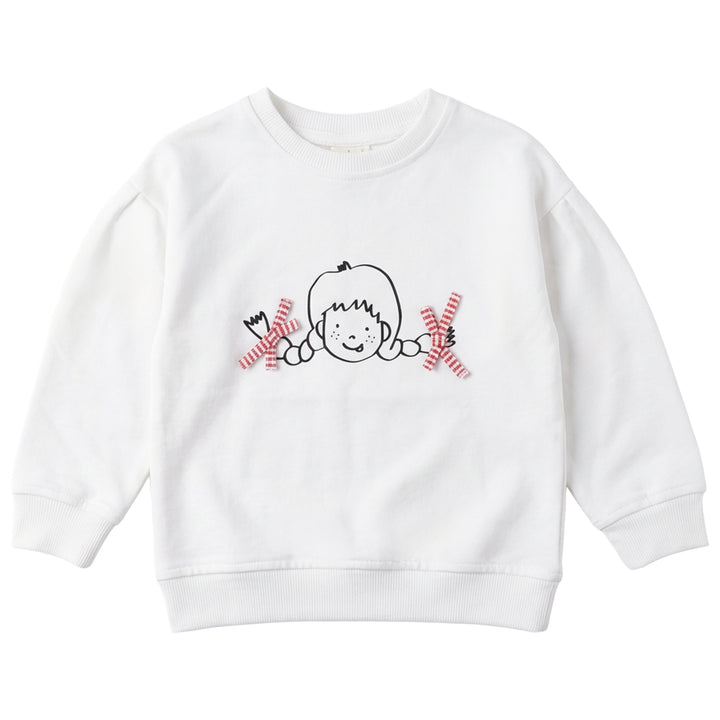P7414 GIRL PRINT SWEATSHIRT-WHITE