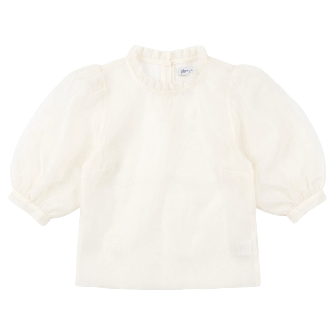 P8210 ORGANZA FRILL SHIRT-CREAM
