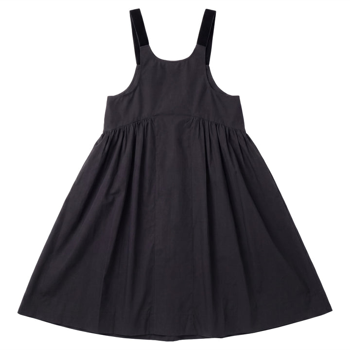 P8212 TAFFETA JUMPER WITH VELVET STRAPS-BLACK