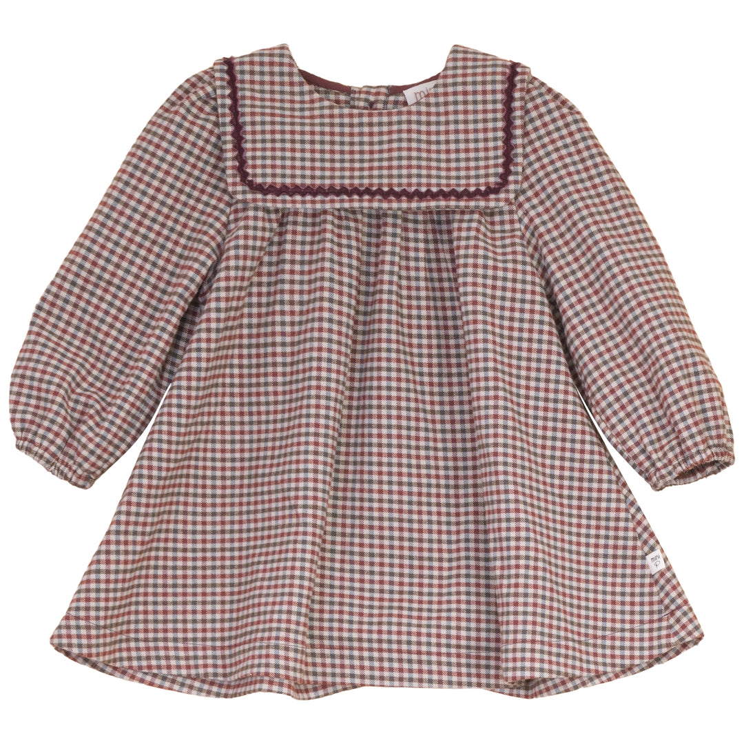 P8310 VELVET RICK RACK DRESS-BURGUNDY