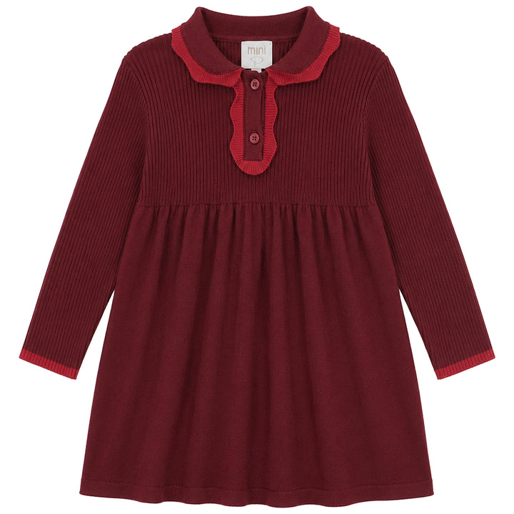 P8312 TONAL RED KNIT DRESS-RED