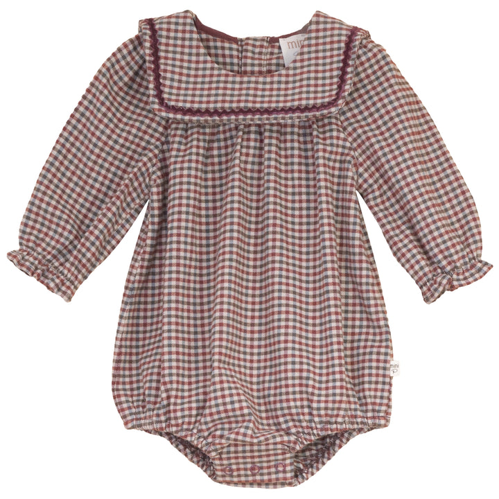 P8700 VELVET RICK RACK ROMPER-BURGUNDY