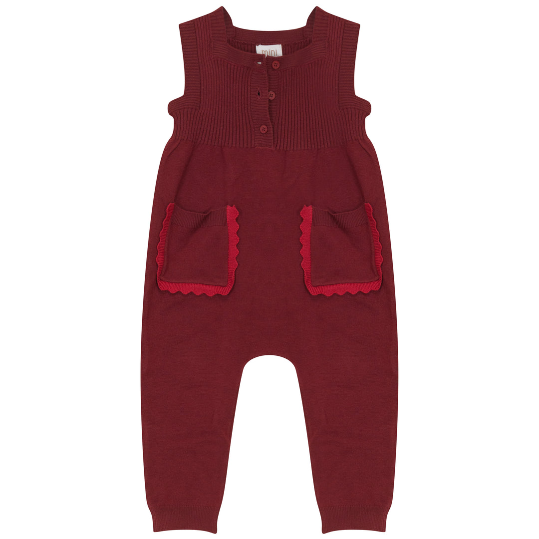 P8706 TONAL RED KNIT ROMPER-RED