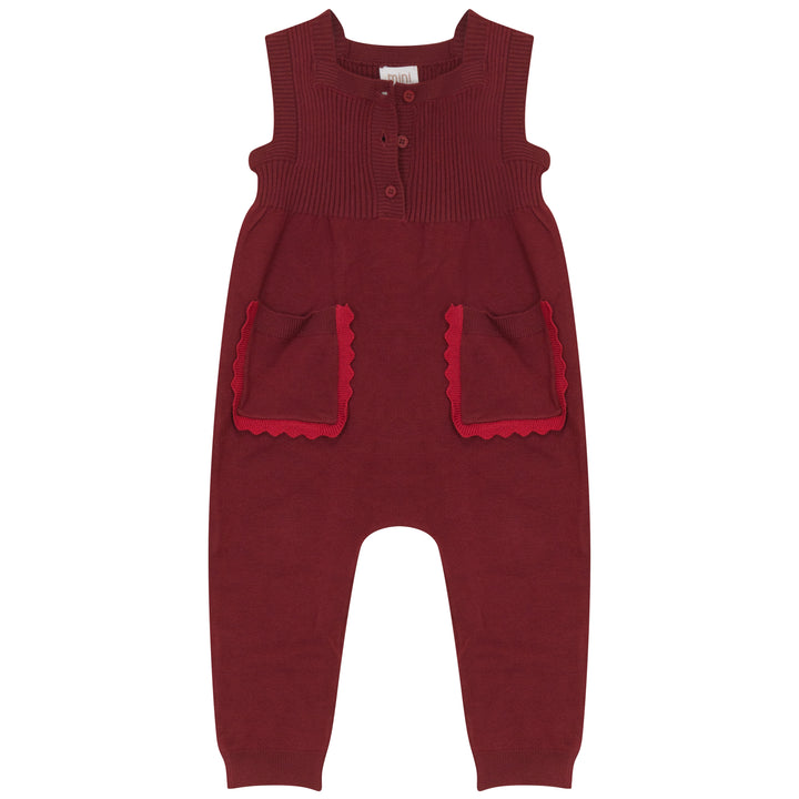 P8706 TONAL RED KNIT ROMPER-RED