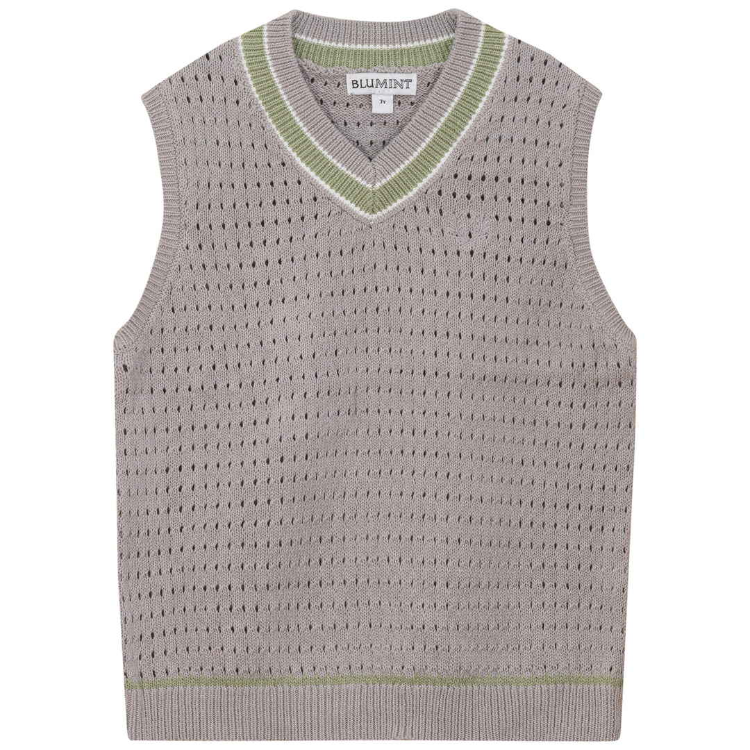 PHOBO-STRIPE CROCHET VEST-SMOKE/GREEN/WHITE