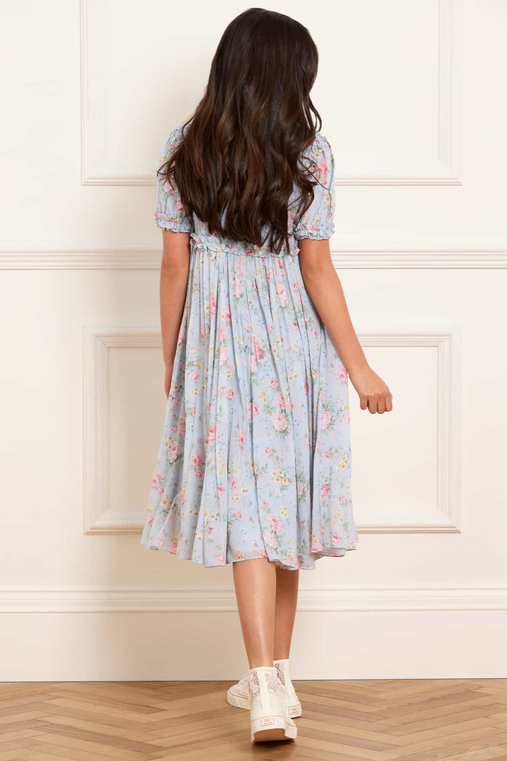 POMPADOUR GARDEN GISELLE CHIFFON KIDS DRESS-FRENCH BLUE