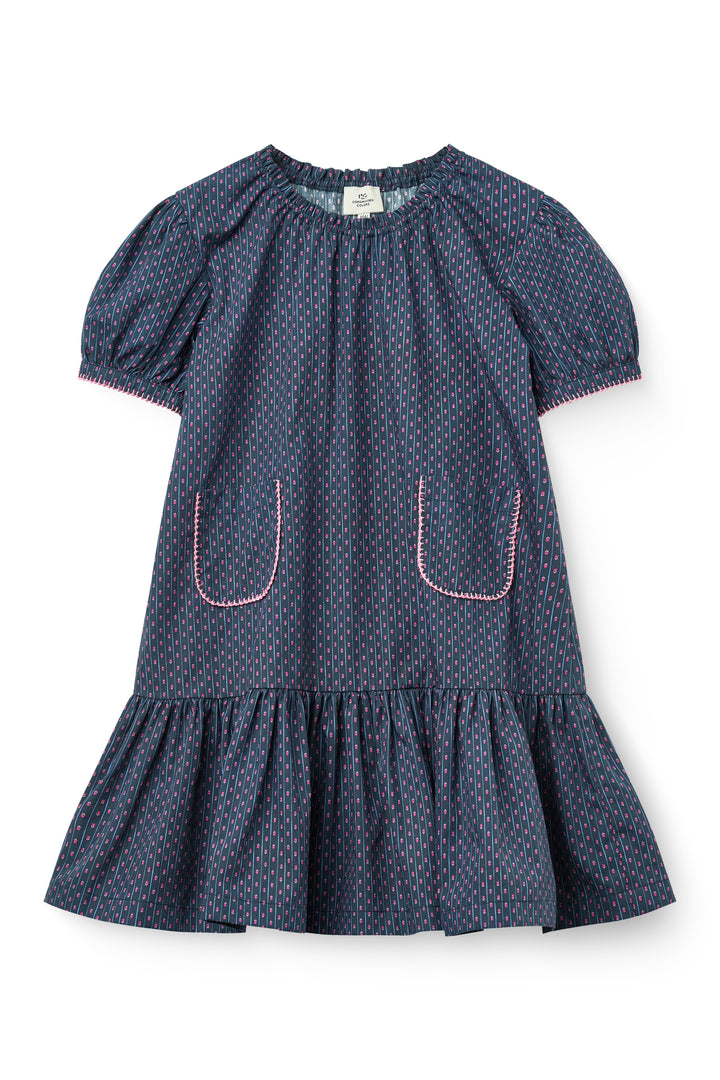 262-250-501 PRINTED DRESS W. POCKET - NAVY FLOWER AOP