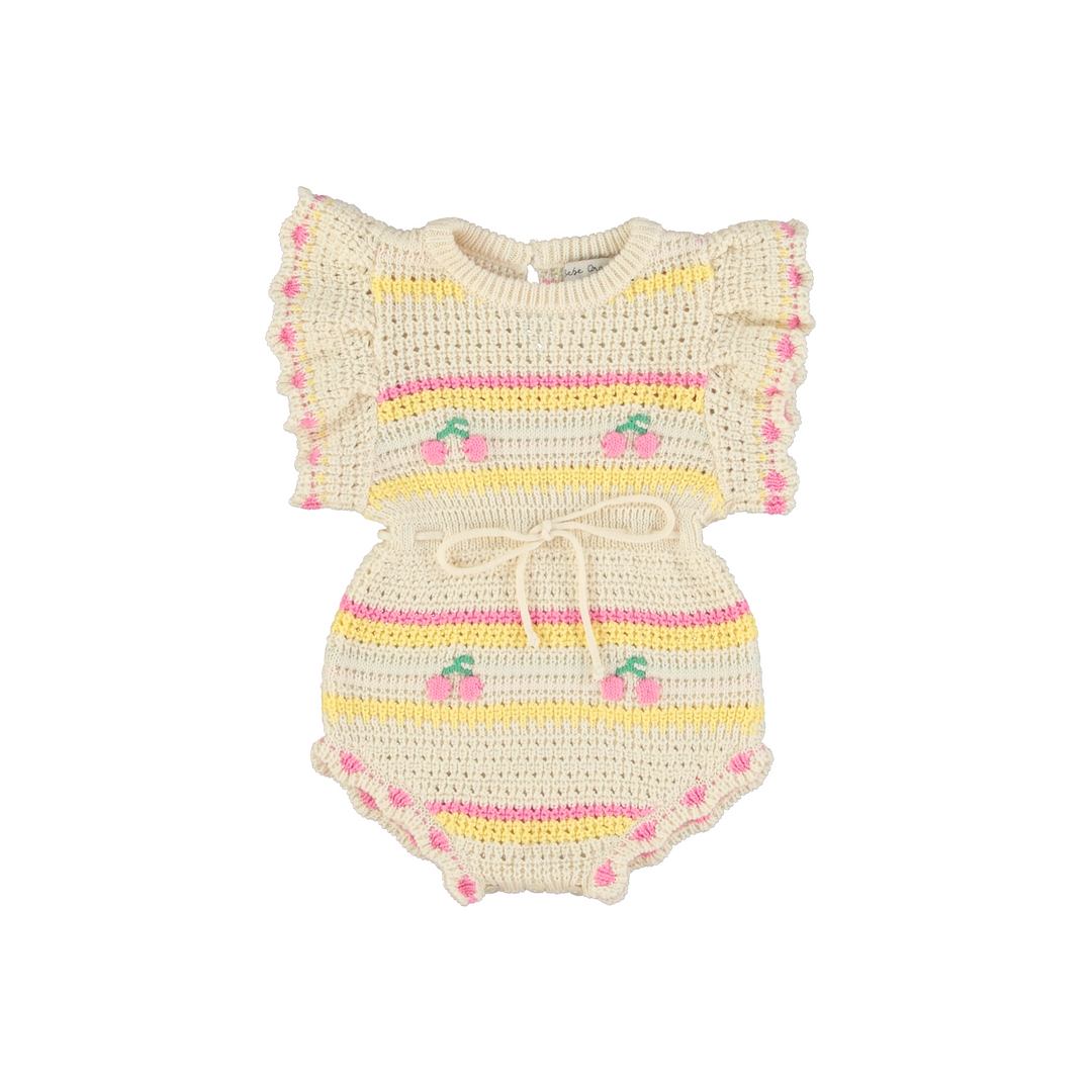 Paloma Romper - Cherry Stripe