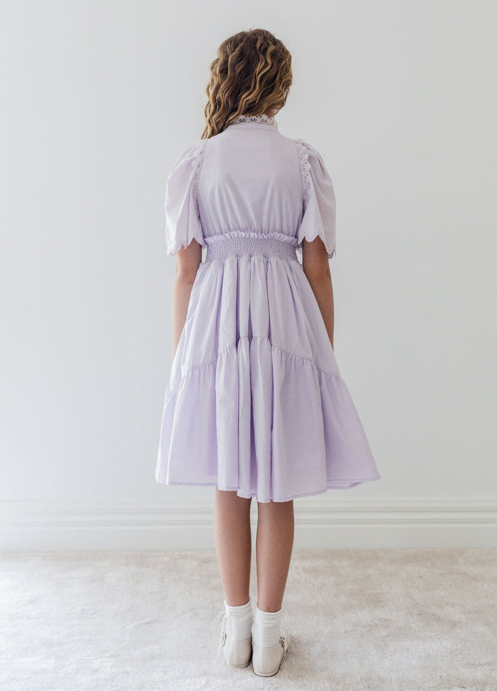 REORDER 1277-Shirred Waist Voile Dress-Lavender-FINAL SALE