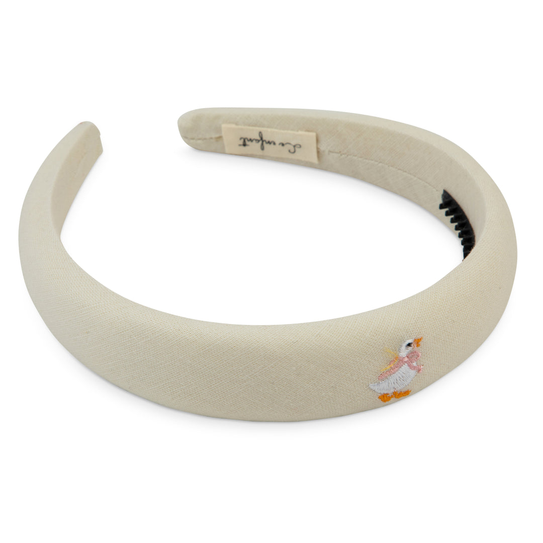 DUCK EMBROIDERED HEADBAND CREAM