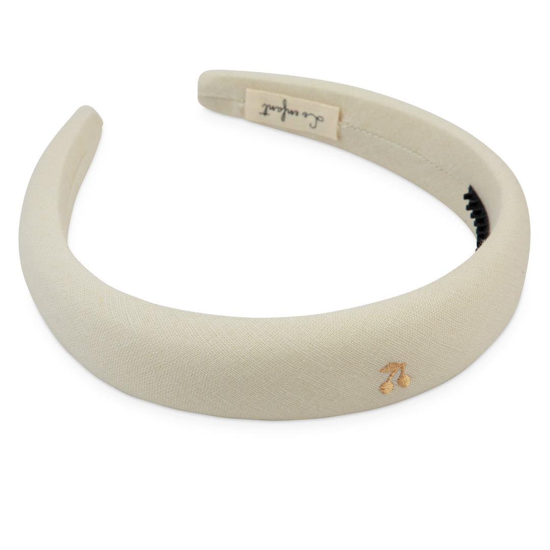 GOLD CHERRY EMBROIDERED HEADBAND CREAM